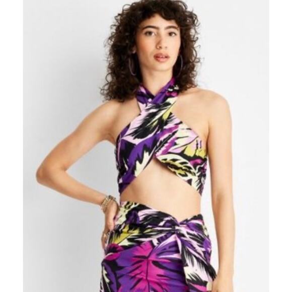 Alani Noelle Future Collective Botanical Print Halter Top L - Picture 1 of 7